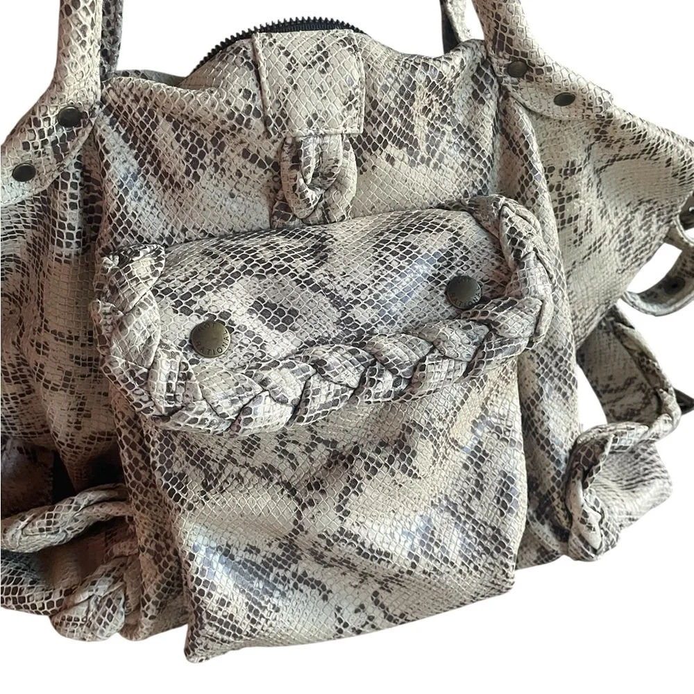 Not Rational Hansel D Leather Snakeskin Diaper Bag, EUC‎